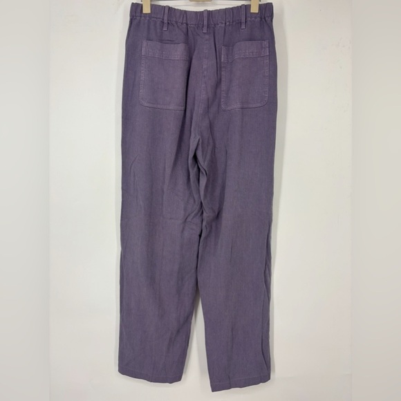 NWT J.Jill Twilight Purple Linen Trousers Relaxed Fit Straight Leg Purple 10 - Picture 2 of 3